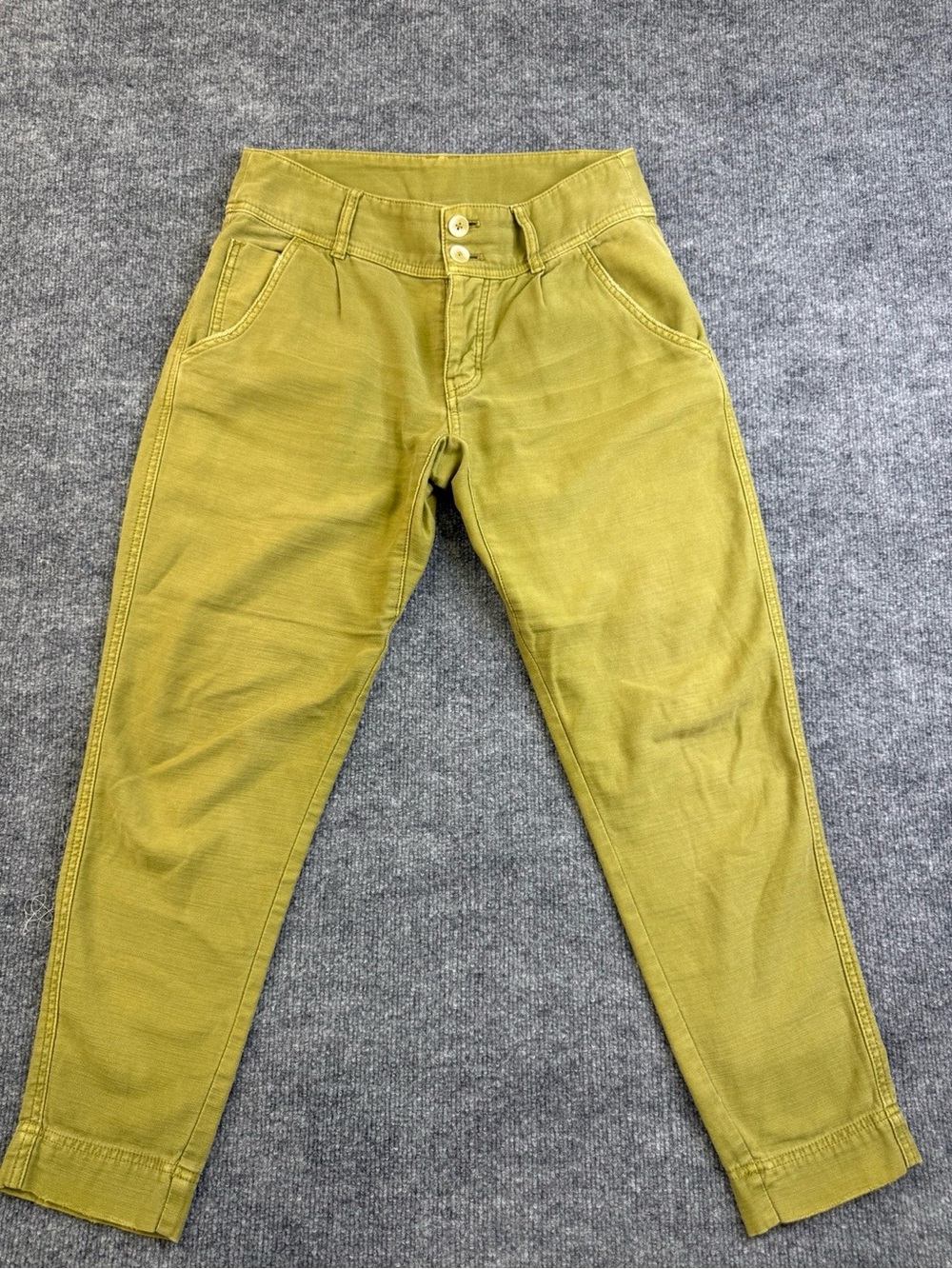 Free People Olive Green Cropped Chino Pants Cotton Women’s Size 2